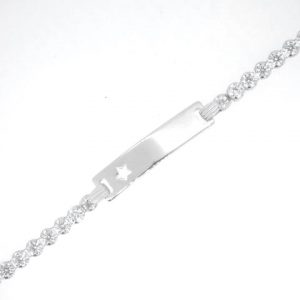 ID with Star Cut Out Baby 6-7" Adjustable Cubic Zirconia Tennis Bracelet Sterling Silver *Engravable