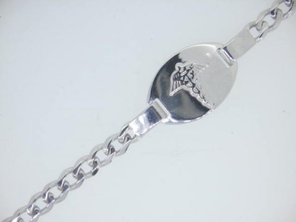 Medic Alert Curb Link 7.25" Bracelet Sterling Silver  *Engravable