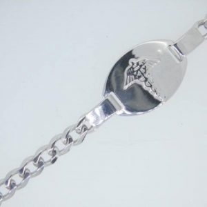 Medic Alert Curb Link 7.25" Bracelet Sterling Silver  *Engravable