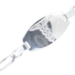 Medic Alert Figaro Link 7.5" Bracelet Sterling Silver  *Engravable