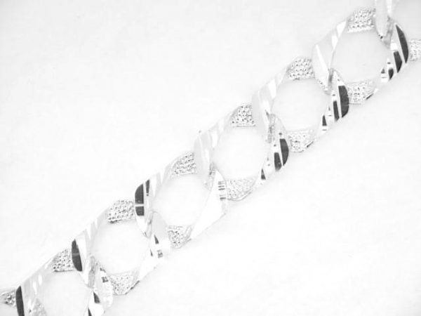 D.Cut Square Cast Link 8.5" Bracelet Sterling Silver/10MM
