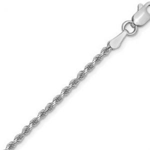 20" D.Cut Solid Rope Chain Sterling Silver/2MM