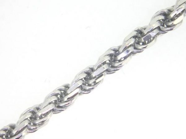 26" D.Cut Solid Rope Chain Italian Sterling Silver/4MM