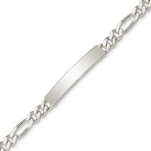 ID Bracelet W/ Figaro Link 7.5" Bracelet Sterling Silver/Engravable