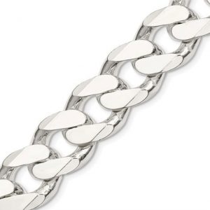 Concave Curb Link 9.25" Bracelet Sterling Silver Italian/15MM