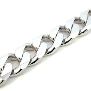 Concave Curb Link 9.25" Bracelet Sterling Silver Italian/13MM