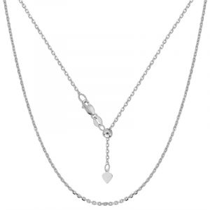 22" D.Cut Cable Link Adjustable Chain Sterling Silver Italian