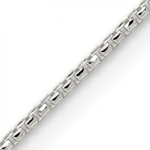 24" D.Cut Round Box Link Chain Sterling Silver Italian/2.5MM