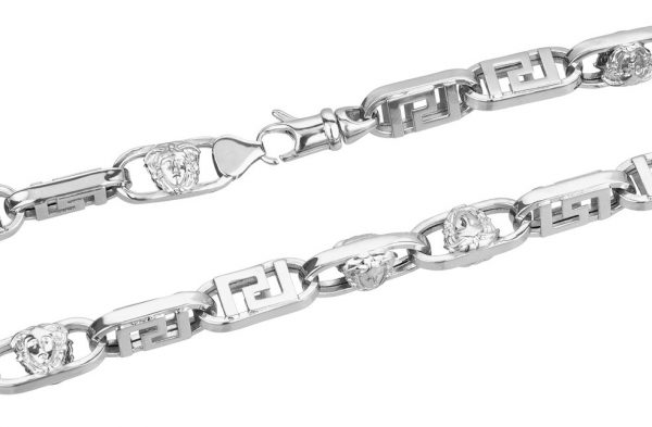 Greek Key Design 9" Fancy Link Bracelet Sterling Silver