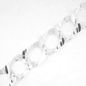 22" D.Cut Square Cast Link Chain Sterling Silver/10MM