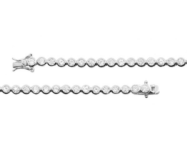 4MM Bezel Set Cubic Zirconia 7.75" Tennis Bracelet Sterling Silver