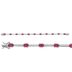 Sim. Ruby & Cubic Zirconia 8" Tennis Bracelet Sterling Silver