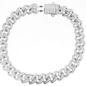 8.25" Miami Cuban Cubic Zirconia Pave Bracelet Sterling Silver/9MM