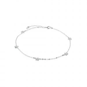 Multi Star Cubic Zirconia 9-10" Anklet Sterling Silver
