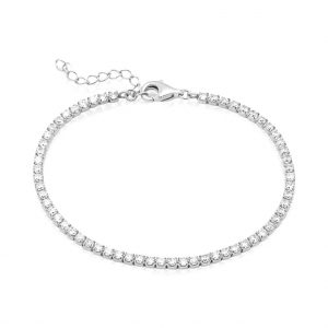 2MM Cubic Zirconia Adjustable 6.75-8" Tennis Bracelet Sterling Silver