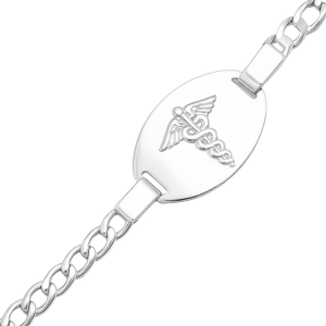 Medic Alert Curb Link 7.25" Bracelet Sterling Silver  *Engravable