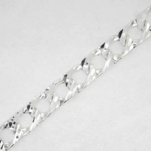 D.Cut Square Cast Link 9" Bracelet Sterling Silver/7MM
