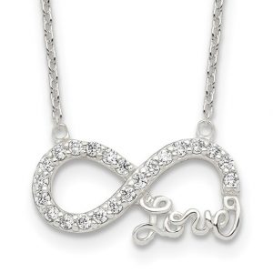 Inifinity & Love with Cubic Zirconia 18" Necklace Sterling Silver