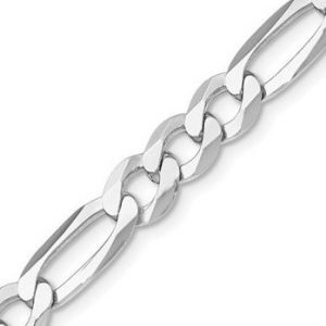 Solid Figaro Link 8.5" Bracelet Italian Sterling Silver/7MM