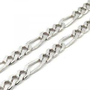 24" Laser D.Cut Figaro Link Chain Sterling Silver/7MM