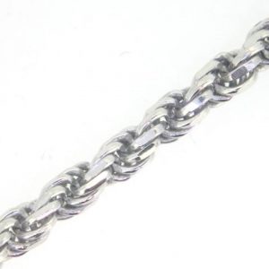 26" D.Cut Solid Rope Chain Italian Sterling Silver/4MM