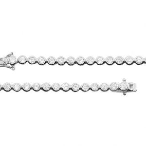 4MM Bezel Set Cubic Zirconia 7.75" Tennis Bracelet Sterling Silver