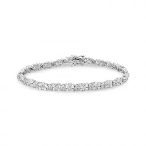 Floral Design Cubic Zirconia 7" Tennis Bracelet Sterling Silver