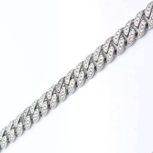 Cubic Zirconia Micro Pave Miami Cuban Link 8.5" Bracelet Sterling Silver/8MM
