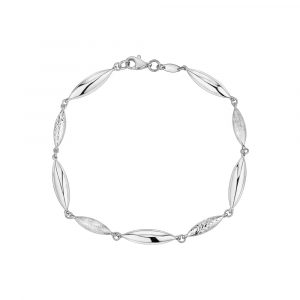 D.Cut, Satiin, High Polish Multi Marquise Tube Link 7.5" Bracelet Sterling Silver