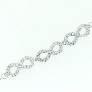 Infinity Cubic Zirconia Adjustable 7-8" Bracelet Sterling Silver