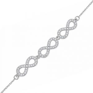 Infinity Cubic Zirconia Adjustable 7-8" Bracelet Sterling Silver