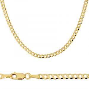 24" Gentle Curb Link Chain Italian Gold Plated Sterling Silver/3MM