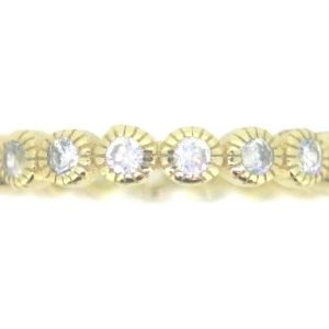 Milled Edge Bezel Cubic Zirconia Eternity Stacking Band Gold Plated Sterling Silver   *CLEARANCE-FINAL SALE*