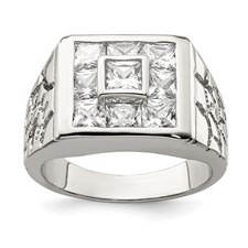 Cubic Zirconia Gents Ring Sterling Silver/Size 11  *CLEARANCE-FINAL SALE*
