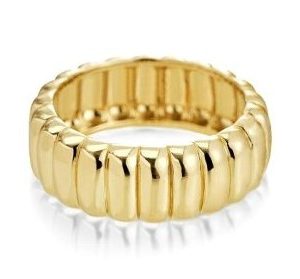 7mm Chunky Wide Ribbed Band Gold Plated Sterling Silver/Size 5    *CLEARANCE-FINAL SALE*