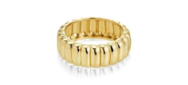 7mm Chunky Wide Ribbed Band Gold Plated Sterling Silver/Size 5    *CLEARANCE-FINAL SALE*