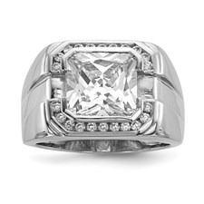 Cubic Zirconia Gents Ring Sterling Silver/Size 10  *CLEARANCE-FINAL SALE*