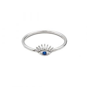 Sim. Sapphire Eye Dainty Ring Sterling Silver    *CLEARANCE-FINAL SALE*