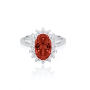 Sim Garnet & Cubic Zirconia Cluster Ring Sterling Silver/Adjustable
