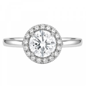 Simulated Birthstone & Cubic Zirconia Halo Ladies Ring Sterling Silver/APR