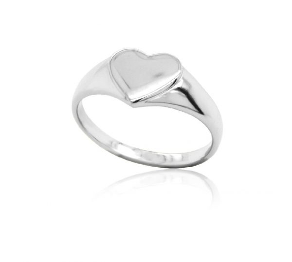 Heart Shaped Signet Ring Sterling Silver/SIZE 7  *Engravable