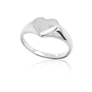 Heart Shaped Signet Ring Sterling Silver/SIZE 7  *Engravable
