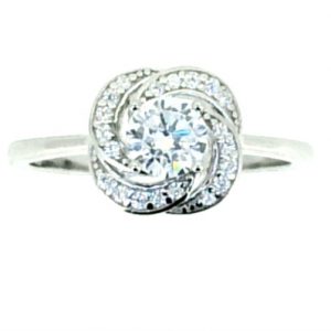 5MM Sim. Birthstone & Cubic Zirconia Swirl Ladies Ring Sterling Silver