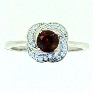 5MM Sim. Birthstone & Cubic Zirconia Swirl Ladies Ring Sterling Silver