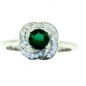 5MM Sim. Birthstone & Cubic Zirconia Swirl Ladies Ring Sterling Silver