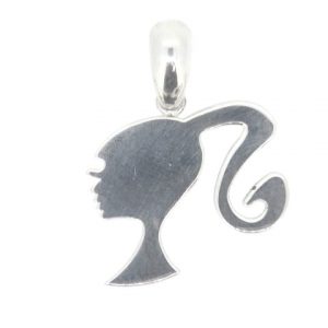 Girl W/Ponytail BARBIE Profile Pendant Sterling Silver     **CLEARANCE-FINAL SALE**