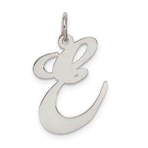 E Initial Script Pendant Sterling Silver/15MM