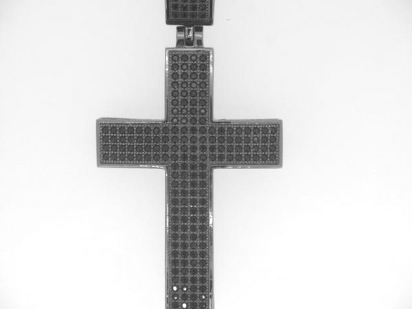 Black Cubic Zirconia Pave  Cross Black Rhodium Sterling Silver/45MM    *CLEARANCE-FINAL SALE*
