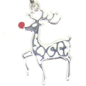 Red Enamel Nose Rudolph Pendant Sterling Silver *CLEARANCE-FINAL SALE*