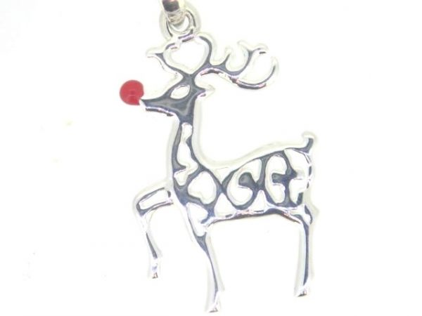 Red Enamel Nose Rudolph Pendant Sterling Silver *CLEARANCE-FINAL SALE*